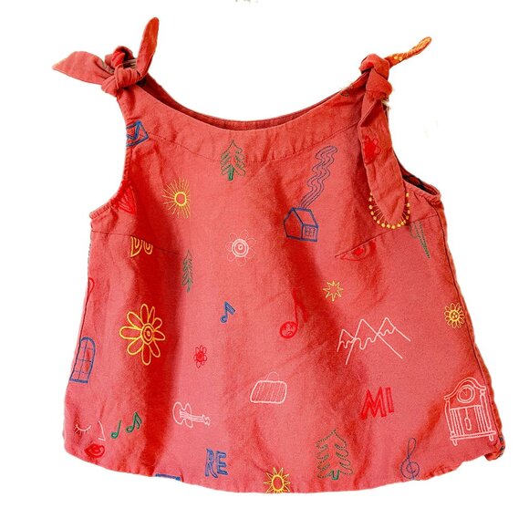 Samantha Pleet Tops - Samantha Pleet rust tank top with Do Re Mi embroidery